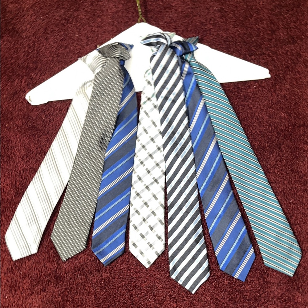Stylish Kids Clip On Ties Set - Blue, Gray, White